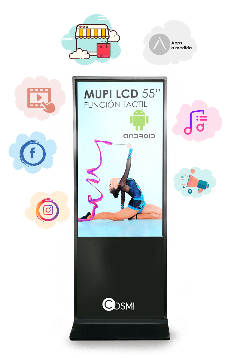 Mupi LCD Slim Táctil 55” Android 4K